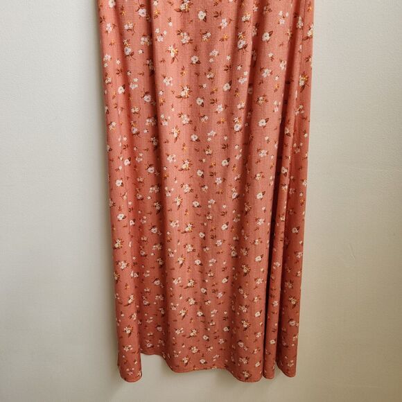 Ellisworth & Ivey Dress Womens S Coral Floral Maxi Front Button Cottagecore Boho - Picture 8 of 16